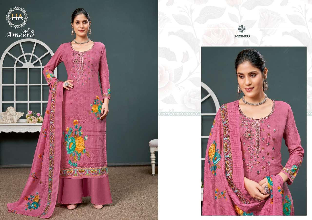 Ameera By Harshit Fashion Hub S-998-001 To S-998-008 Series Beautiful Suits Colorful Stylish Fancy Casual Wear & Ethnic Wear Heavy Cotton Print Dresses At Wholesale Price